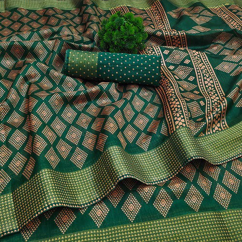 Zari Patta Gold 4 Handloom Regular Wear Wholesale Printed Sarees
